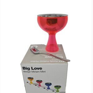 New in Box Alessi Miriam Mirri Big Love Pink Ice Cream Bowl +Heart Spoon Fuchsia